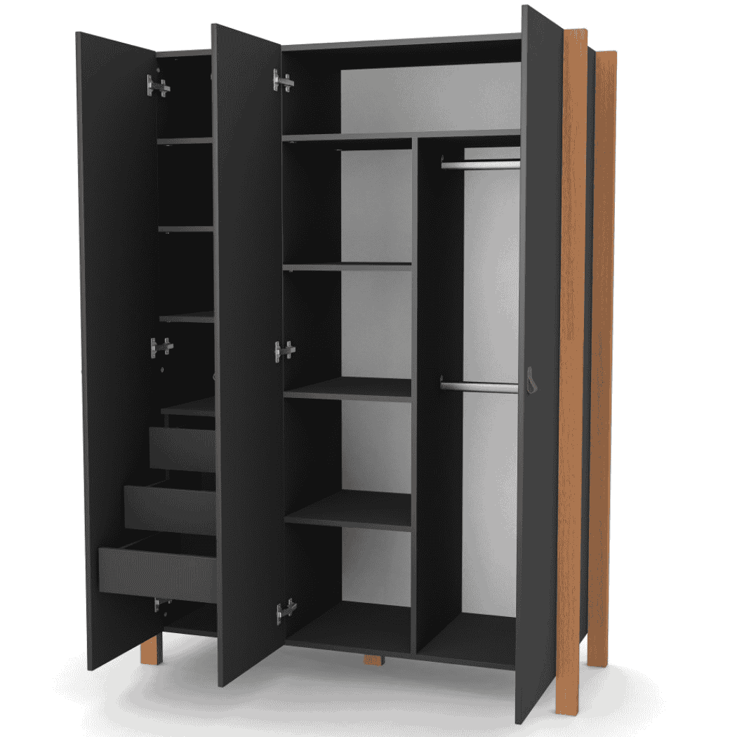 Dětska šatní skřín Zukko 1310 Gekko Kids, Tmavě šedá / Přírodní buk